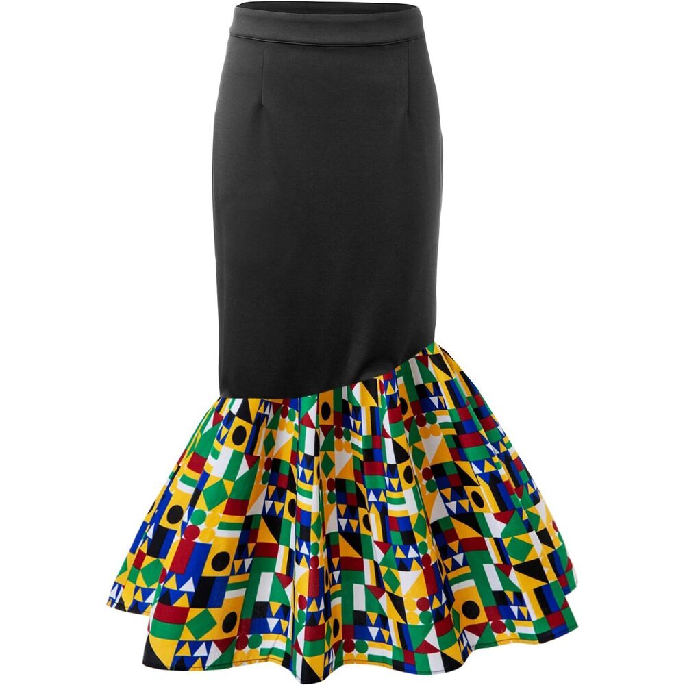 8625 African Print Skirt Kente Pencil SkirtsSmall,F